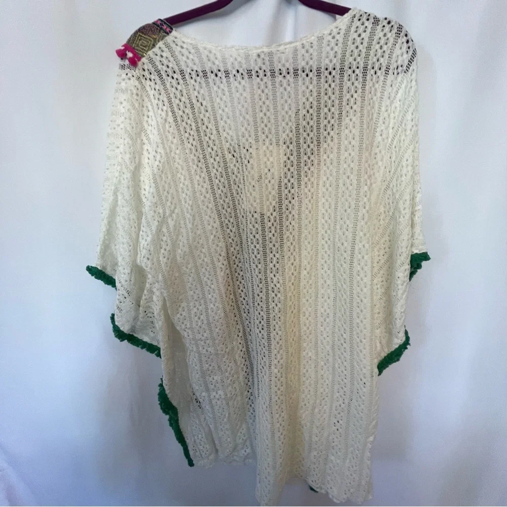 Pinka Crochet Poncho with Pink and Green Trim - Picture 4 of 4